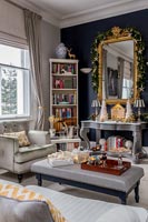 Eclectic living room decorated for Christmas 