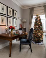 Classic home office decorated for Christmas 