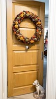 Modern front door with wreath 