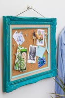 Pin board made with painted ornate picture frame and cork 
