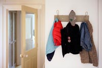 Modern coat hooks in hallway 
