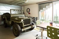 Military vehicle in dining room 
