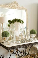 Classic console table decorated for Christmas 