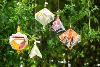 Origami in vintage hand-painted paper