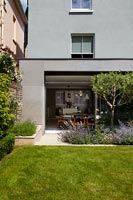 Modern terrace area with lawn 
