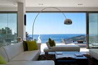 Modern living room with sea view 