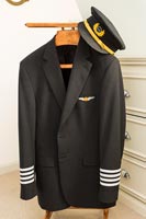 Pilot uniform on hanger 