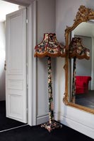 Ornate floor lamp and mirror 