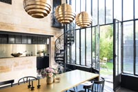 Black and gold modern dining room 