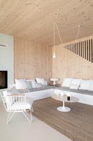 Timber clad modern living room 