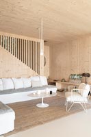 Modern timber clad living room 