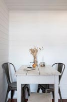Small monochrome modern country dining room 
