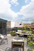 Furniture on decked roof terrace 