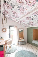 Floral ceiling panels in contemporary children's bedroom 