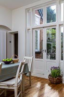 French windows leading to garden from dining room 