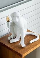 White monkey sculptural lamp