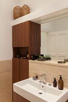 Modern bathroom sink and wooden cabinet 