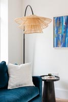 Modern wicker lampshade in living room 