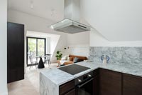 Modern kitchen in open plan apartment