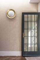Black framed glass internal door and wall mounted light