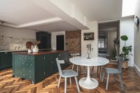 Parquet flooring in modern kitchen-diner 