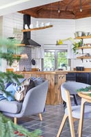 Modern country kitchen with vaulted ceiling