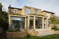 Exterior - rear of modern extension with green living roof 