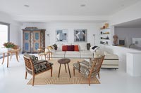 Large white modern living room 