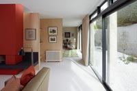 View through open plan contemporary living space 