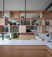 Modern kitchen with floating shelves 