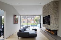 Contemporary fireplace  in living room 