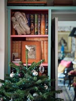 Classic bookcase with Christmas tree 