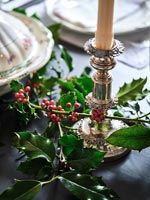 Classic dining table decorated for Christmas 
