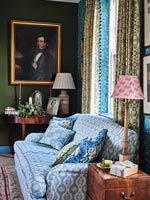 Blue sofa in country living room