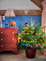 Country bedroom decorated for Christmas 