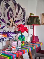 Colourful sideboard in dining room