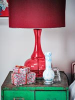 Lamp on bedside table
