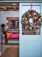 Christmas wreath on back door