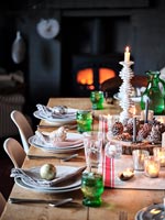 Country dining room decorated for Christmas 
