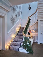 Classic hallway decorated for Christmas 