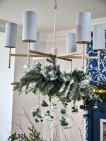 Chandeliers decorated for Christmas 