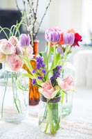 Spring flowers in vases 