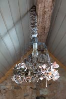 Unusual wire and fabric pendant light - lamp shade 