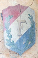 Antique plaque painted with French flag