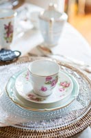 Detail of floral teacup and saucer 