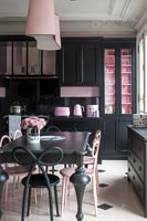 Black and pink kitchen-diner 