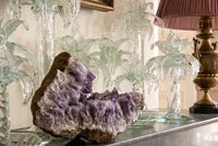 Large crystal and collection of glassware on sideboard 
