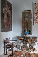 Unusual mirrored console table and Art Deco style chair