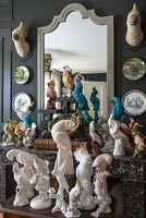 Eclectic display of bird ornaments 