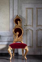 Red velvet gilded throne style chair 